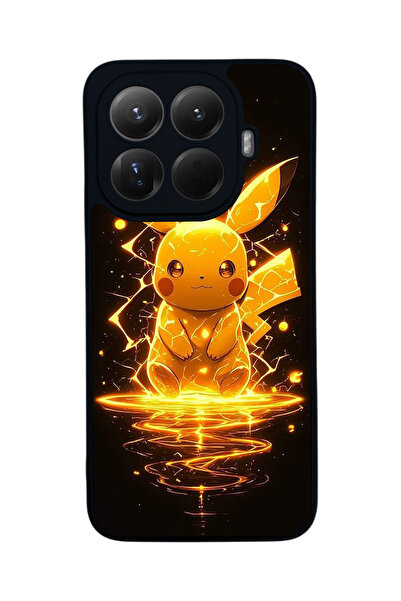 Aksel Kılıf غطاء حماية متوافق مع Mi 15 T Pro 5G، مطبوع، أسود غير لامع، سيليكو...