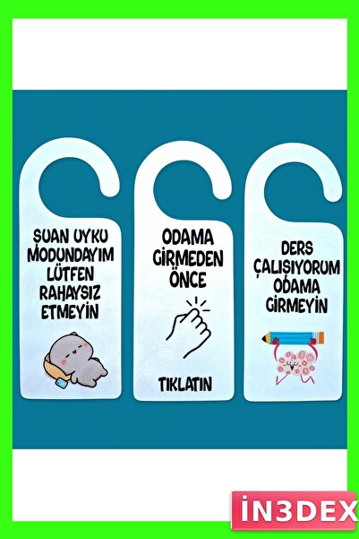 İN3DEX Durable Room Door Cards Set 3 Pieces