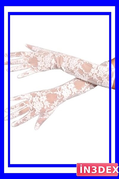 İN3DEX Lace Embroidered White Gloves 40cm Length