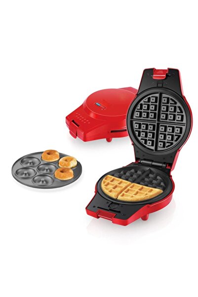 Tradeo 2 in 1 Multi Snacks Maker 1000W Donut & Waffle Maker with Non-Stick Pl...