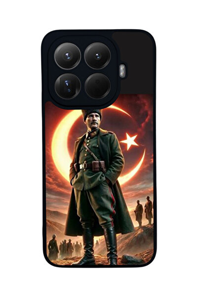 Aksel Kılıf غطاء حماية متوافق مع Mi 15 T Pro 5G، مطبوع، أسود غير لامع، سيليكو...