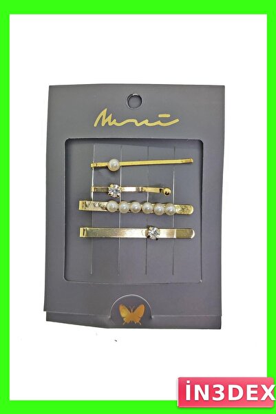 İN3DEX Gold Colored Pearl Detailed Side Hair Clip