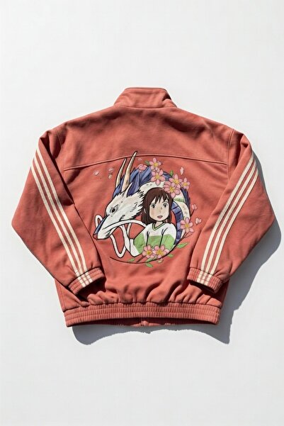 Köstebek Anime Spirited Away Haku and Chihiro Printed Three-Stripe Sakura Uni...