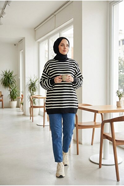 Kirazca Butik Women's Striped Knitwear Tunic Sweater