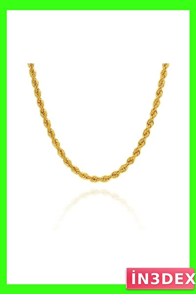 İN3DEX Twisted Patterned Gold Color Necklace 60cm Chain Length