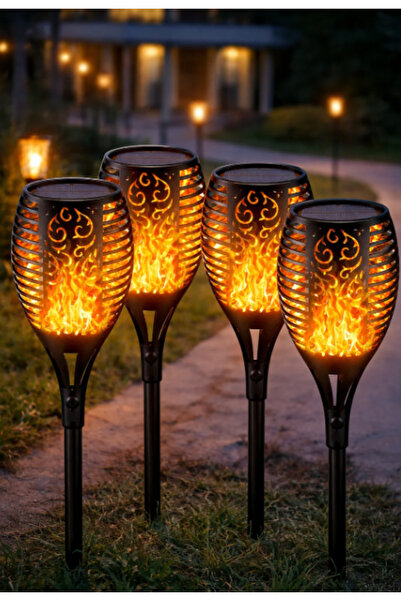 OEMS Σετ 4 ηλιακών φακών με εφέ φλόγας