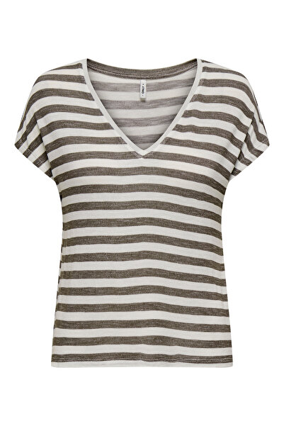 ONLY Onlliran Regular Fit Prugasto majica sa V-izrezom 15369780