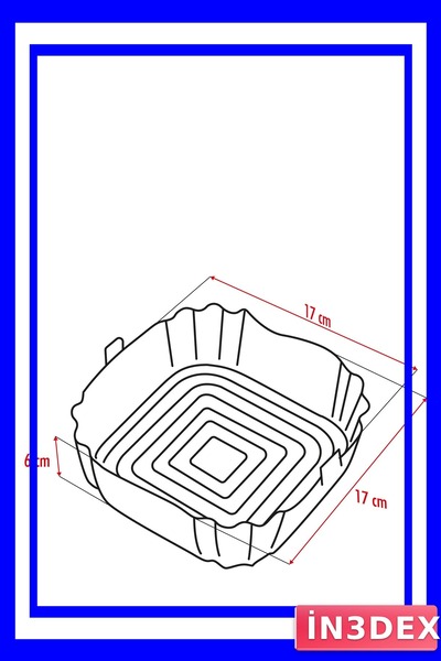 İN3DEX Square Silicone Baking Dish for Air Fryers Black