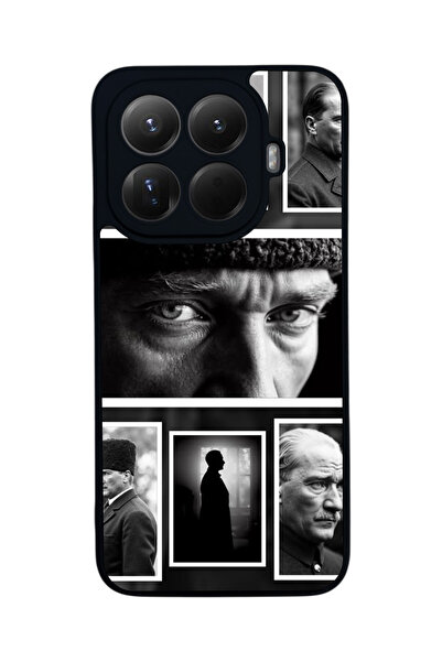 Aksel Kılıf غطاء حماية متوافق مع Mi 15 T Pro 5G، مطبوع، أسود غير لامع، سيليكو...