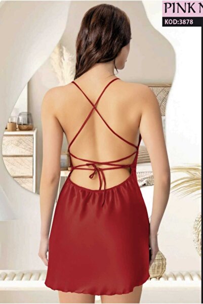 PİNKNİGHT SIRT DEKOLTELİ SATEN GECELİK