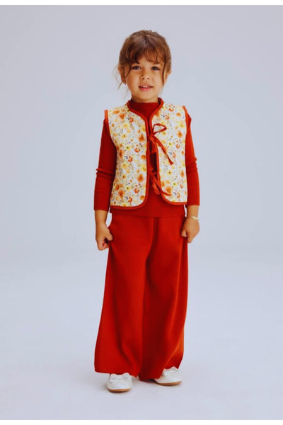 Nazhankids Quilted Vest Set 3-Piece Knitwear Set for Holidays