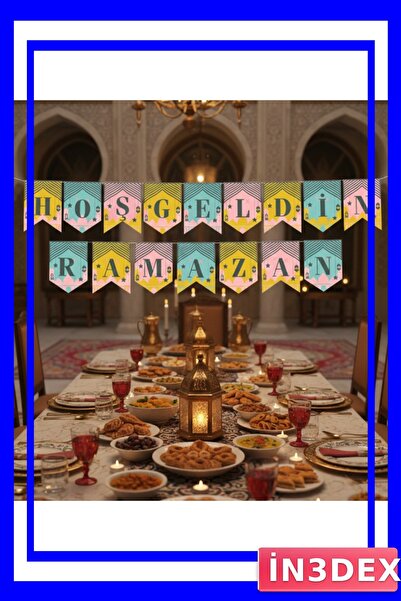 İN3DEX Decorative Single-Sided Banner Ornament for Ramadan Month