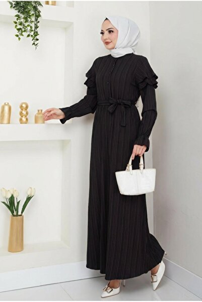 Kirazca Butik Women's Wrapped Fabric Sleeves Cloak Detailed Prevailing Collar...