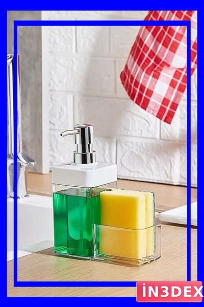 İN3DEX White Countertop Dispenser for Sponge and Liquid Soap