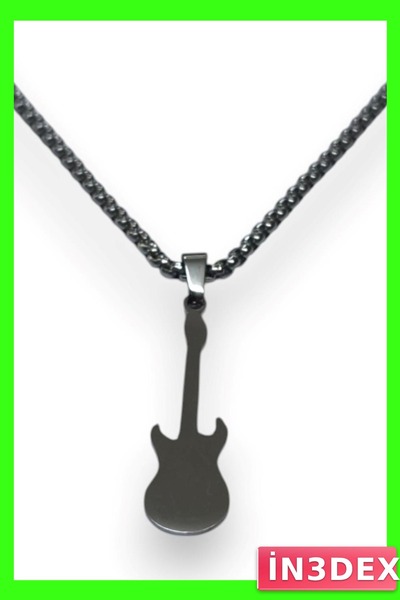 İN3DEX Guitar Design Steel Necklace Anti-Allergic and Water Resistant