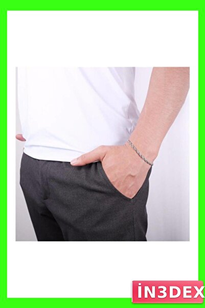 İN3DEX Thin Twisted Silver Color Alloy Bracelet