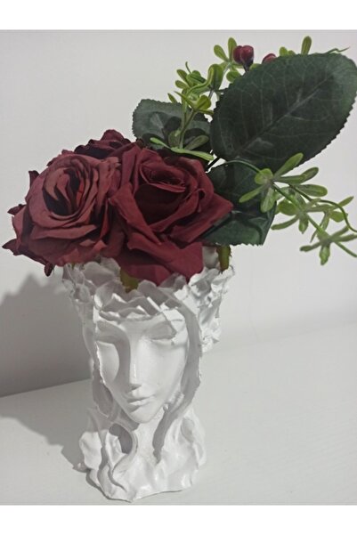 Pasiunea Florilor Venus Din Ceramică Albă Cu Trandafiri Grena