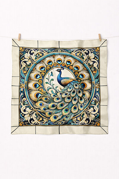 AGAPI Peacock Patterned Satin Scarf Women's Bandana