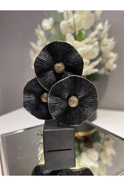 İnci line souvenırs Üçlü Çiçek Dekoratif Biblo Modern Salon ve Ev Aksesuarı A...