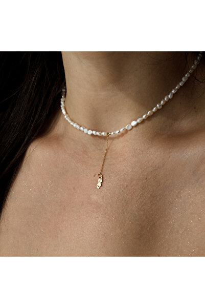 BLACK SWAN Bijoux Colier perle mici cu extensie de lantisor aur si pandantiv ...