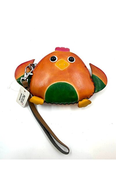 MD Moda Accessories Handmade Leather Keychain with Chicken Figure / Mini Zipp...