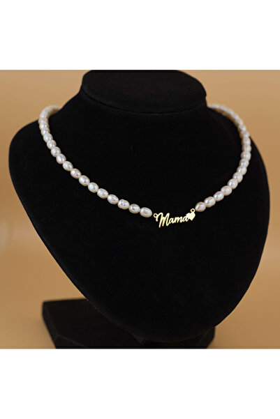 BLACK SWAN Bijoux Colier perle de cultura si link 'Mama' Argint 925 suflat cu...