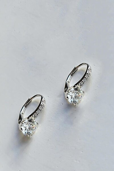 MorMajor Silver 5 MM MOZANİT HALKA YUVARLAK KESİM GÜMÜŞ KÜPE