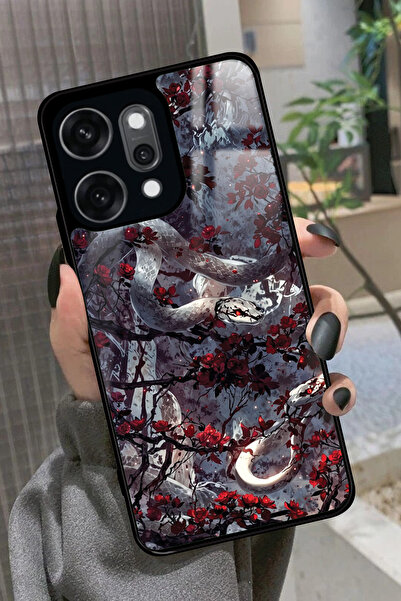OPPO Reno 14 Pro Uyumlu Kırmızı Ağaç Tablosu Tasarımlı Glossy Premium Kılıf