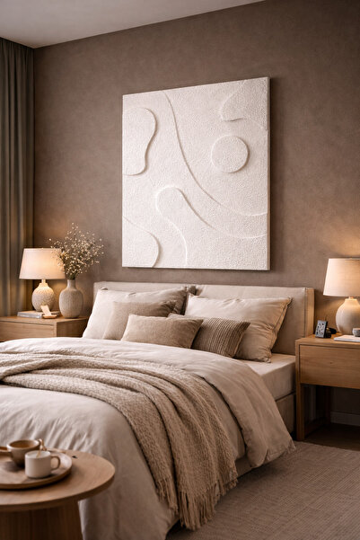 Lotus Home&More El Yapımı-3 Boyutlu-Dokulu-Alçı Tablo-Modern Duvar Dekoru
