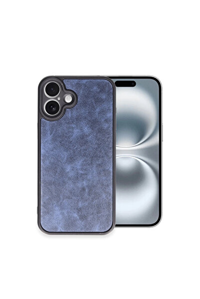 eco port حافظة آيفون 16 بلس من الجلد - أزرق داكن