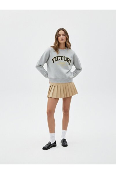 Ltb Слоган з принтом Diagonal Relaxed Сірий світшот