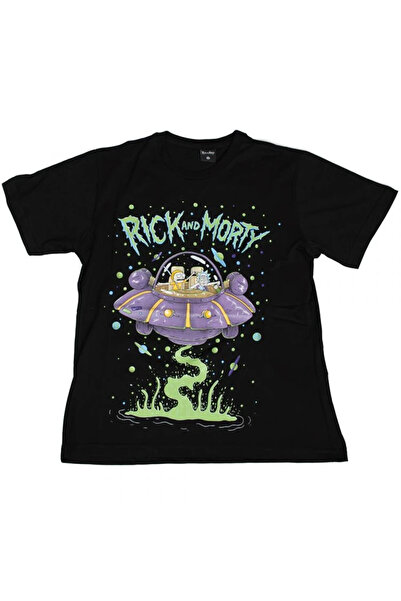 Atlantis Rick And Morty Space Ship Tişört Siyah