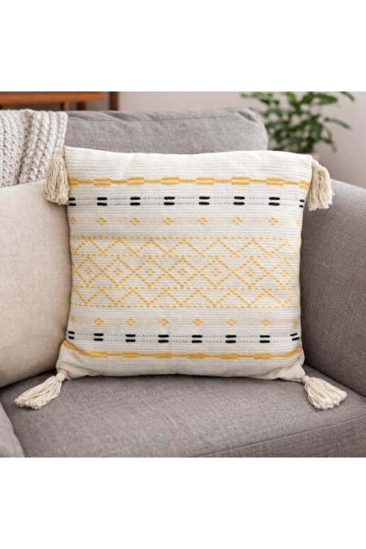 Generic Geometric Pattern Woven Cushion with Fringes