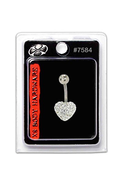 X8 BODY HARDWARE USA 14G S. Steel Navel Shape Heart Sparkle