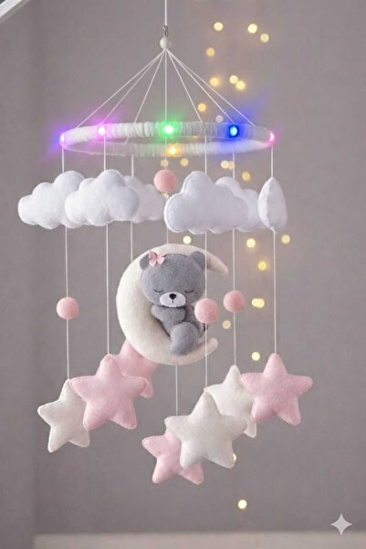 FN ( IŞIKLI ) El YapımI Bebek Dönencesi Beşik Mobili Bebek Odası Dekoru Bebek...