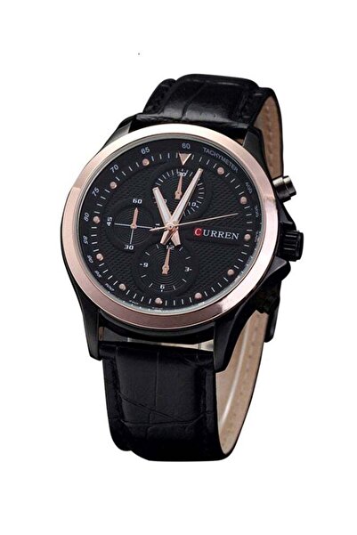 Curren Men's Leather Analog Wrist Watch 8138 - 41 mm - Black