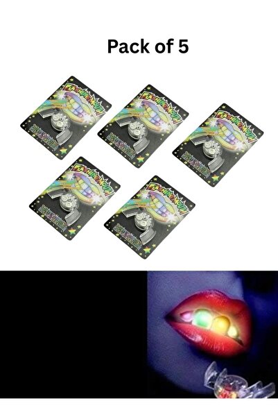 Premium مجموعة من 5 قطع من واقيات الفم المضيئة بتقنية LED - أسنان مضيئة للحفلات