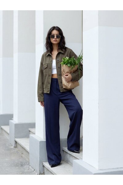 Ltb Celıa L Oversize Shirt Collar Mid Indigo Jean Jacket