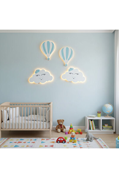 CSD TASARIM Bebek Odası Çocuk Odası Duvar Süsü Ahşap Dekoratif Aydınlatma Beb...