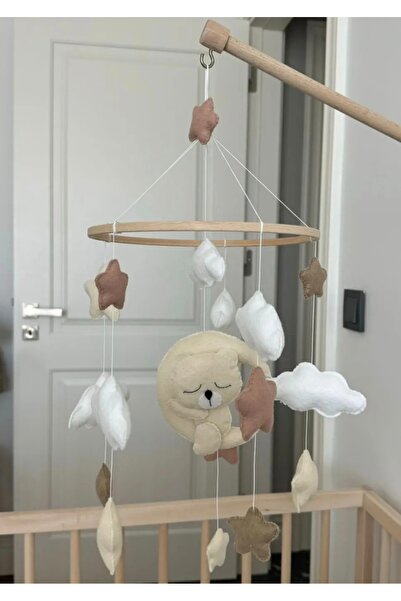 beberinos Krem Ayıcık Kahve Tonları Bebek/ Çocuk %100 El Yapımı Bebek Beşik S...