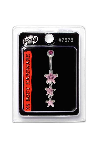 X8 BODY HARDWARE USA , S. Steel 316L Navel Dangle Rose Star Drop