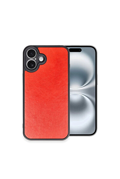 eco port غطاء جلدي لهاتف آيفون 16 بلس - أحمر