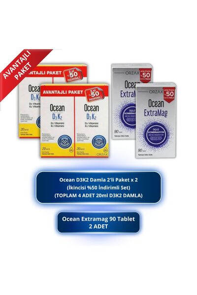 Orzax Ocean D3K2 Drops 20 ml Set of 2 (Total 4 Pcs 20ml) + Ocean Extramag 90 ...