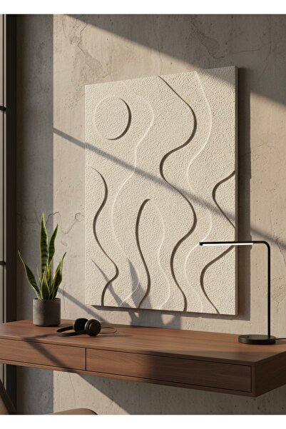 Lotus Home&More El Yapımı-3 Boyutlu-Dokulu-Alçı Tablo-Modern Duvar Dekoru