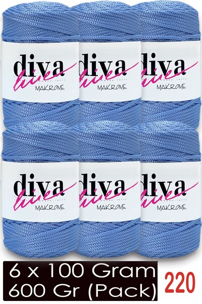 Diva İplik 1.5 mm - 600 Gr - Polyester Macrame Bag Rope (Pack of 6) 220 Light...