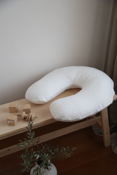BabyKAR Ponponlu Breastfeeding Pillow 100% Cotton Muslin - White