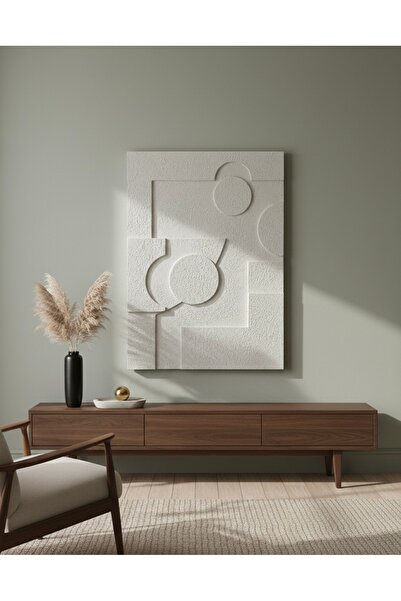Lotus Home&More El Yapımı-3 Boyutlu-Dokulu-Alçı Tablo-Modern Duvar Dekoru