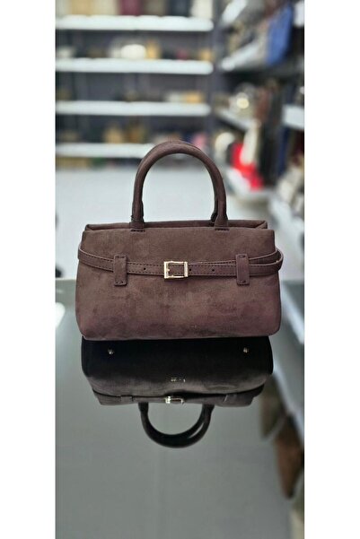 gül sezgin butik Geantă de umăr pentru femei, din piele intoarsa maro, cu det...