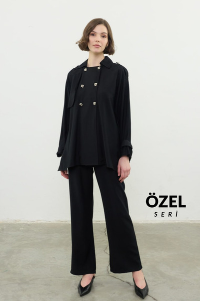 Mogi Butik Oversize Cut Double Button Detailed Hijab Women's Woven Suit 3159 ...