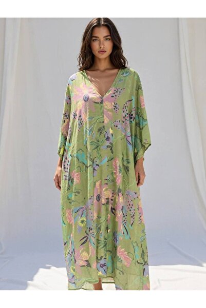 Rabiossa KADIN İTALYAN DESENLİ KETEN ELBİSE